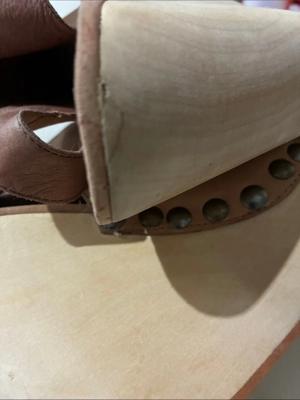 Vintage Y2K Jeffrey Campbell  Leather Wooden Wedge Peep-Toe Ankle Strap